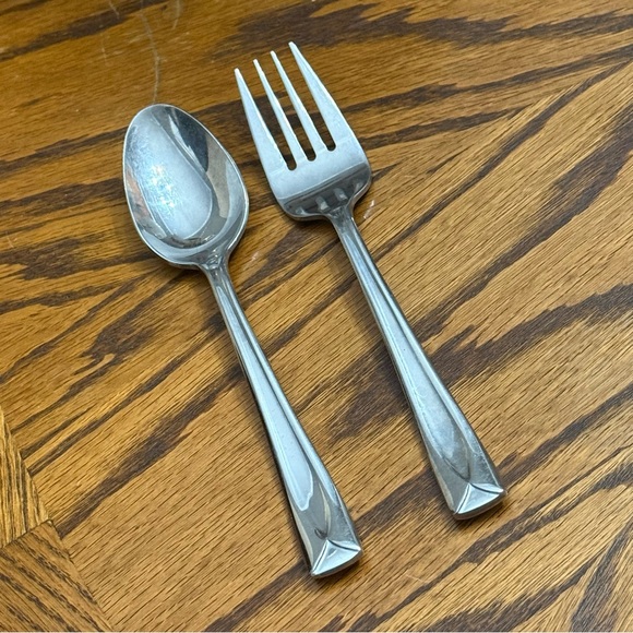 Oneida Lincoln Serving Set 2 Piece Stainless Meat Fork Spoon 8 1/2” - Picture 1 of 6